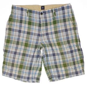 Gap Bermuda Shorts Mens Size 36 Actual 37 Lightweight Plaid Green Blue Cotton